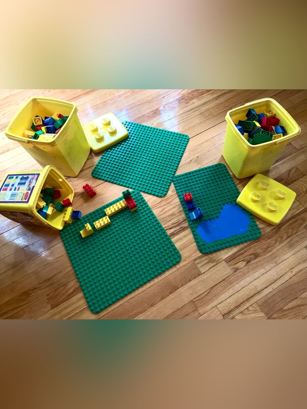 LEGO Duplo Sets, 3 Large Storage Buckets, & 3 Baseplates